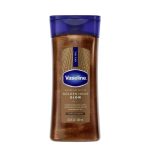 روغن ژل بدن شاین برنز وازلین مدل Glazed & Glisten Golden Hour با رایحه وانیل و کاکائوVaseline Glazed & Glisten Golden Hour Body Gel Oil Glow – Vanilla & Cocoa